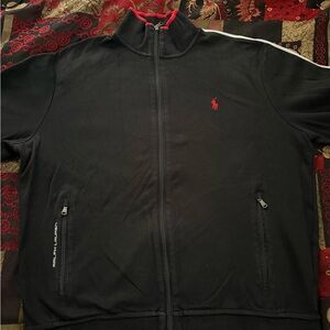 Polo Ralph Lauren Pony Performance Black/White/Red Interlock Zip Up Track Jacket
